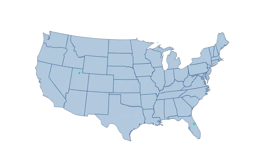 Map of the United States showing all 50 states are available for LLC formation